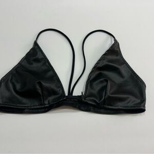 PrettyLittleThing Black Satin Crop Top